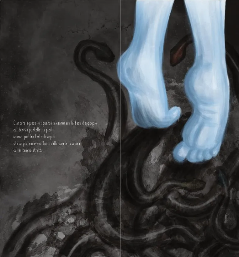 illustrated book project digital painting feet snakes from the shadow