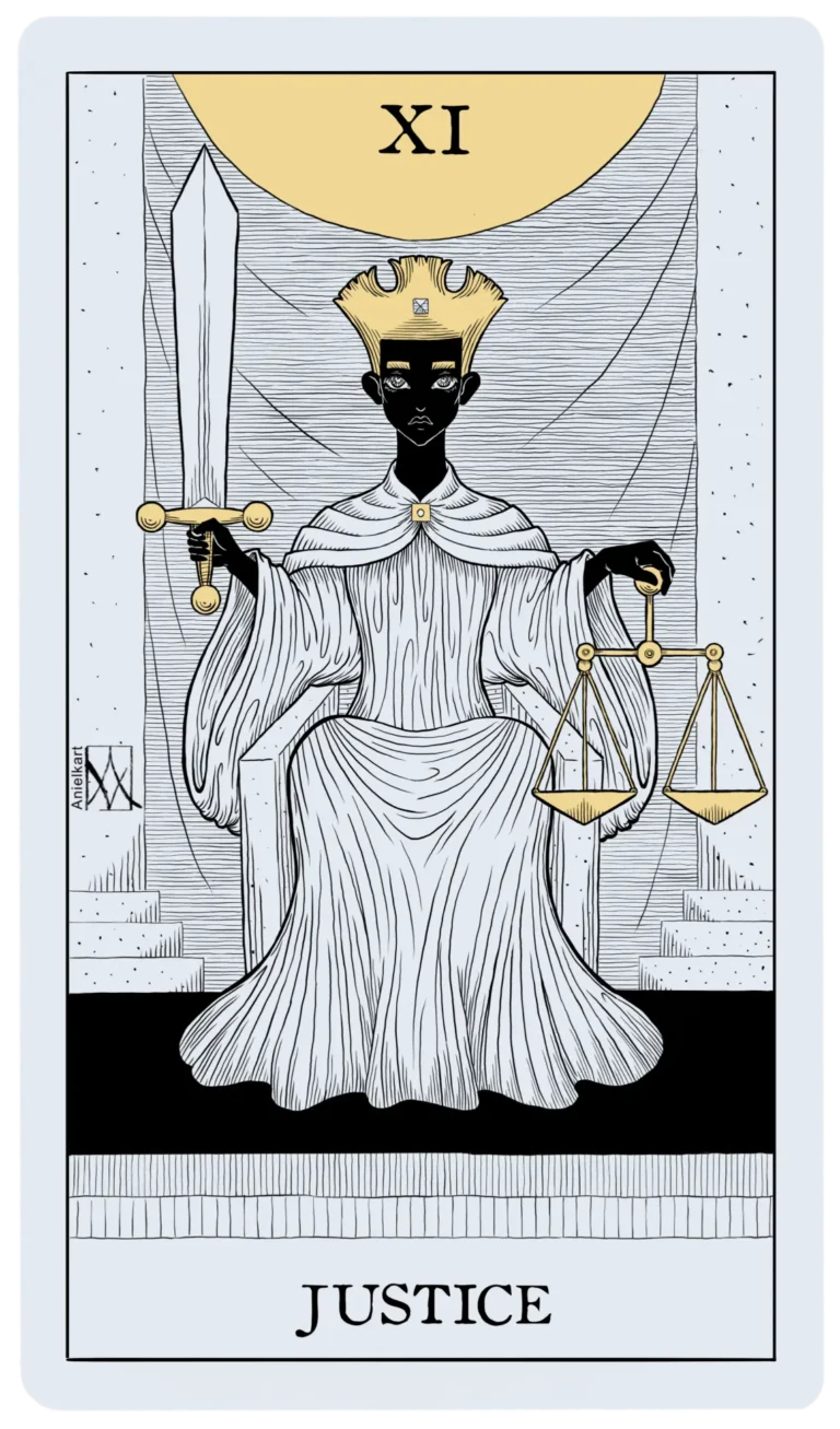 Digital art. Tarot illustration: justice.