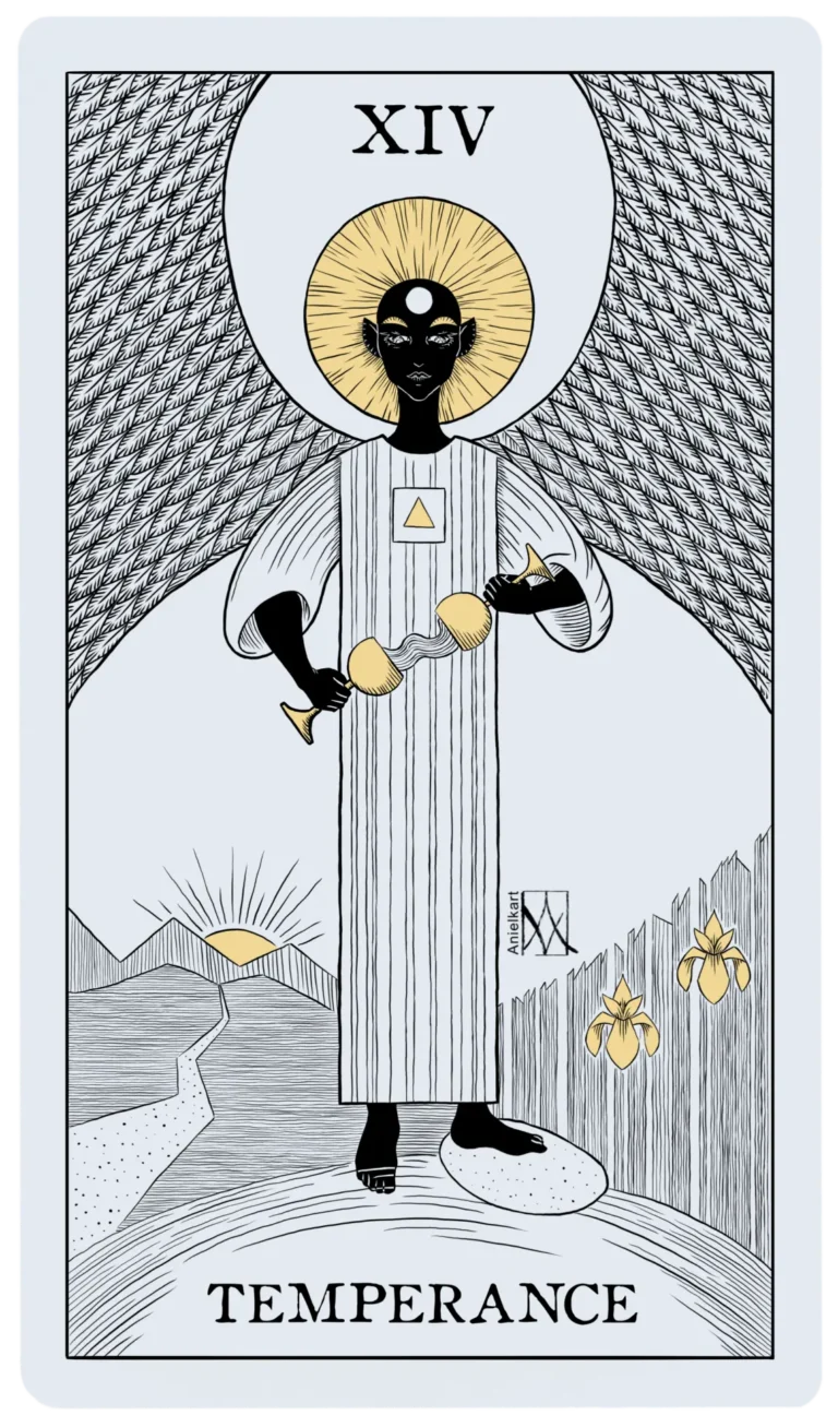 Digital art. Tarot illustration: temperance.