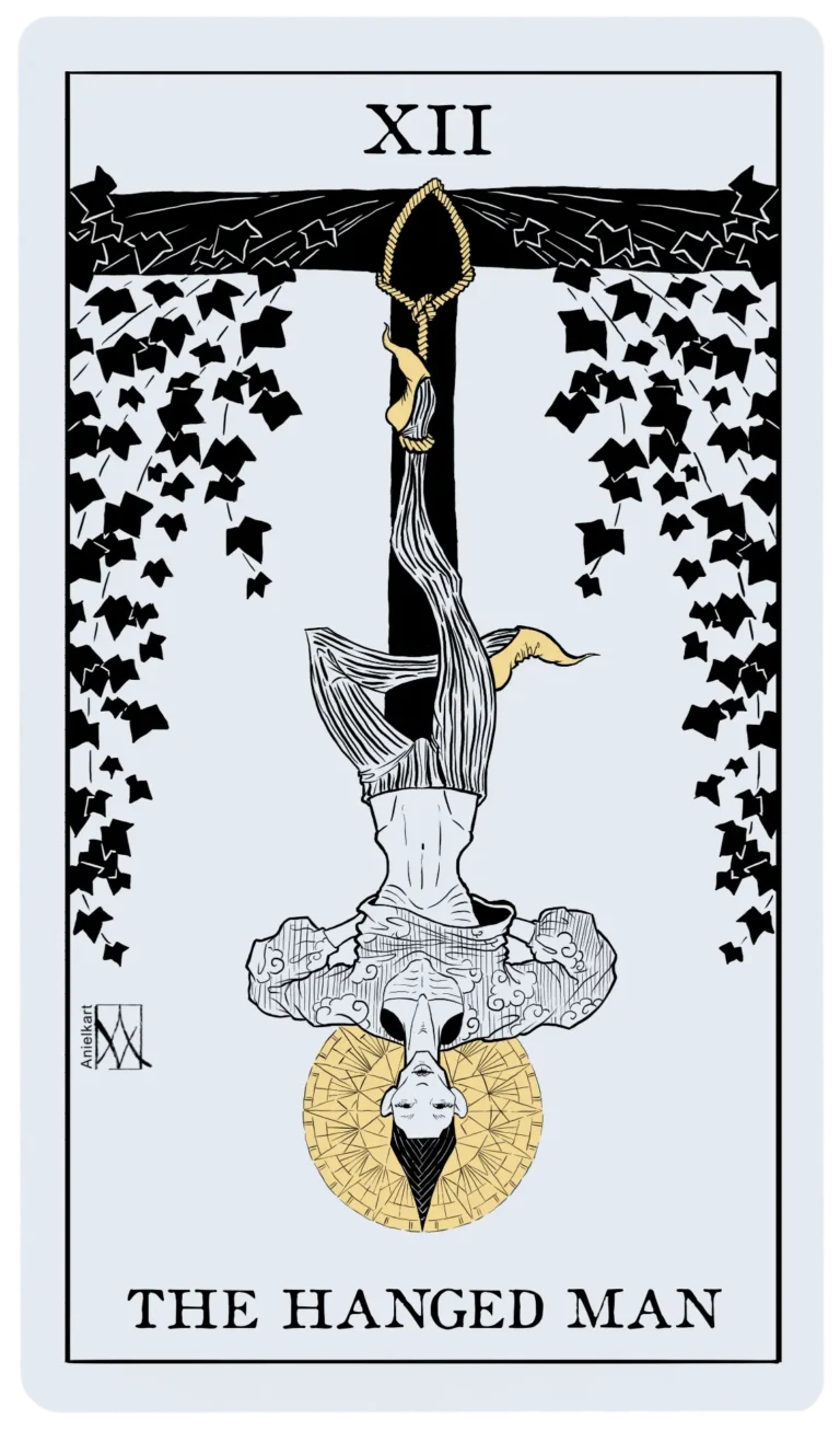 Digital art. Tarot illustration: the hanged man.