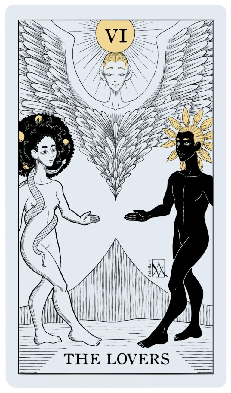 Digital art. Tarot illustration: the lovers.