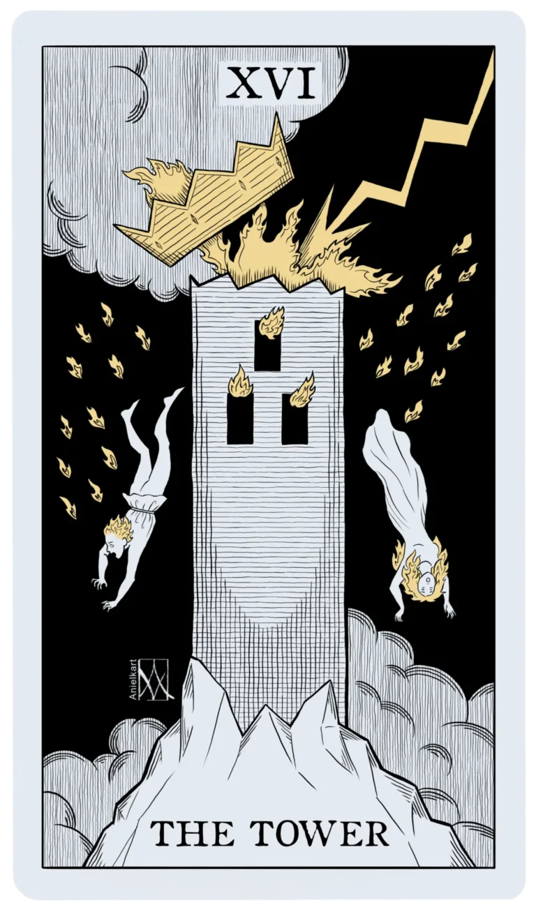 Digital art. Tarot illustration: the tower.