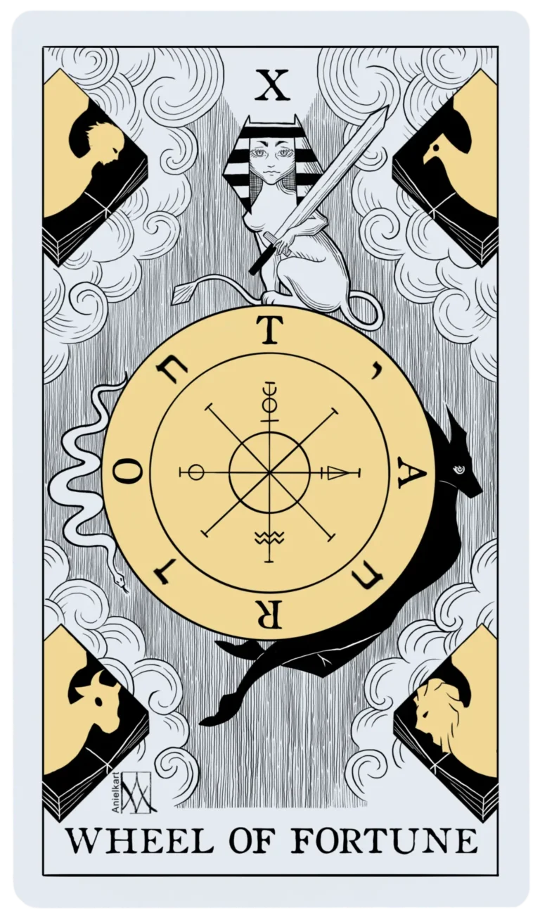 Digital art. Tarot illustration: wheel of fortune.